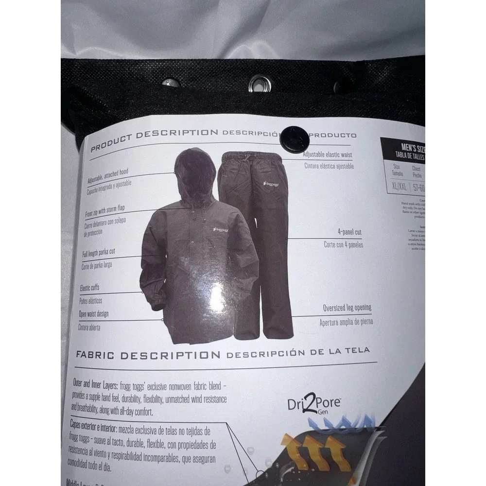 frogg toggs Wetsuit All Sport Rain Suit XL/XXL - Black New in Package